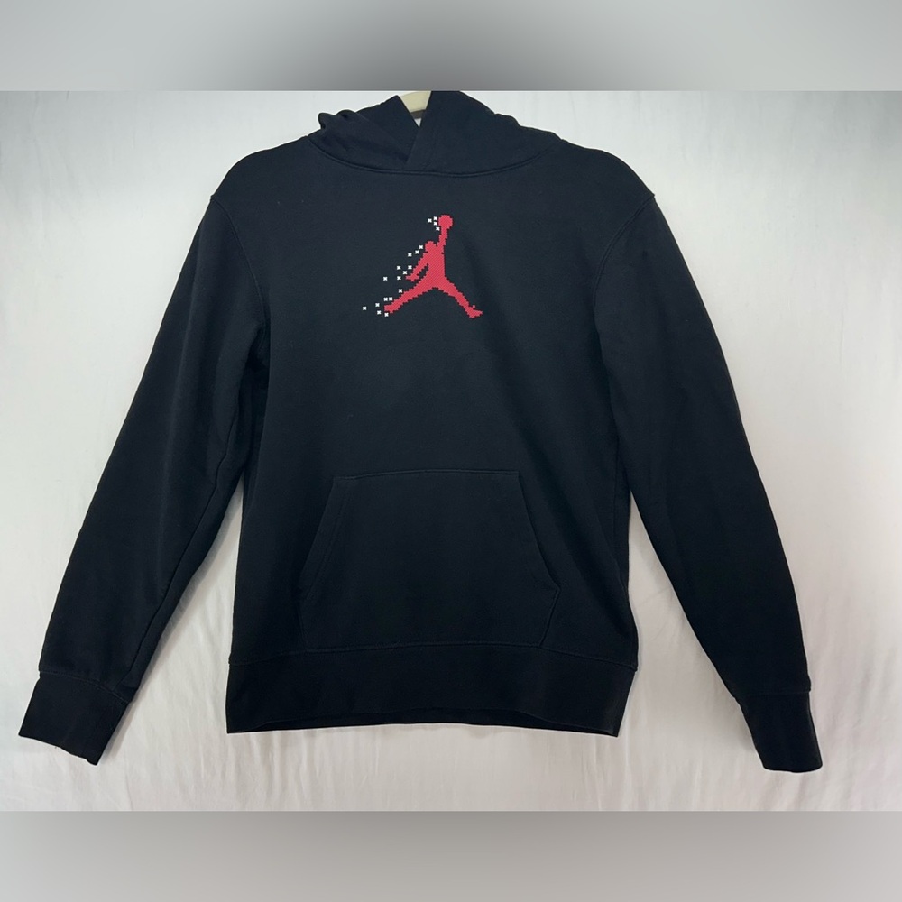 Jordan Essentials Festive‎ Fleece Pullover Hoodie Big Boy’s Youth Size L Black
